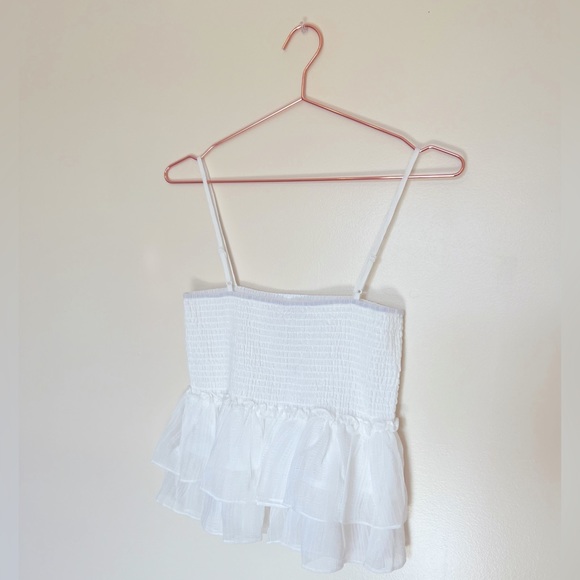 BCBGMaxAzria White Pleated Organic Lined Blouse NEW - Picture 3 of 4